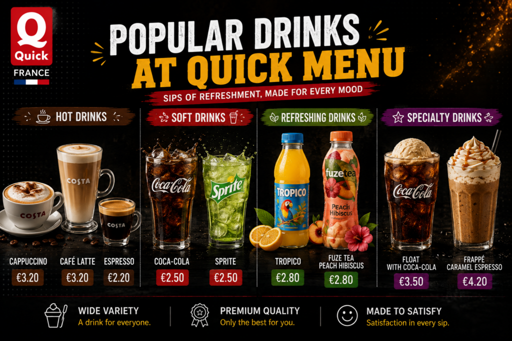 popular drinks at quick menu